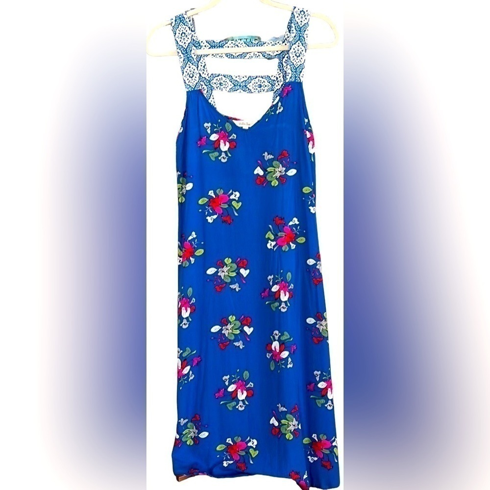 MATILDA JANE Perfectly Polished Royal Blue Floral Sundress, Size Medium, GUC.